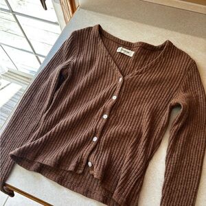 Everlane Brown Ribbed Cardigan